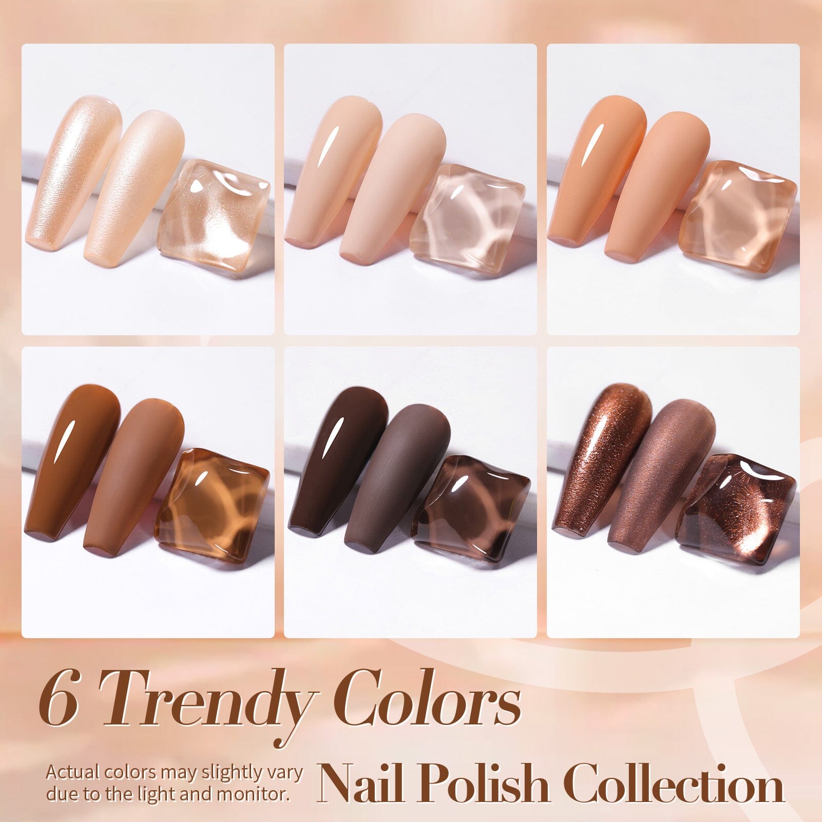 6 Colors Nude Brown Nail Polish Set 10ml Nail Polish BORN PRETTY