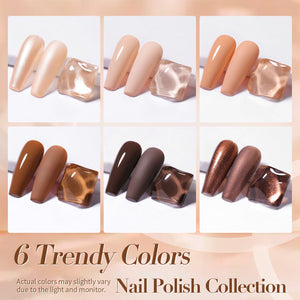 6 Colors Nude Brown Nail Polish Set 10ml Nail Polish BORN PRETTY