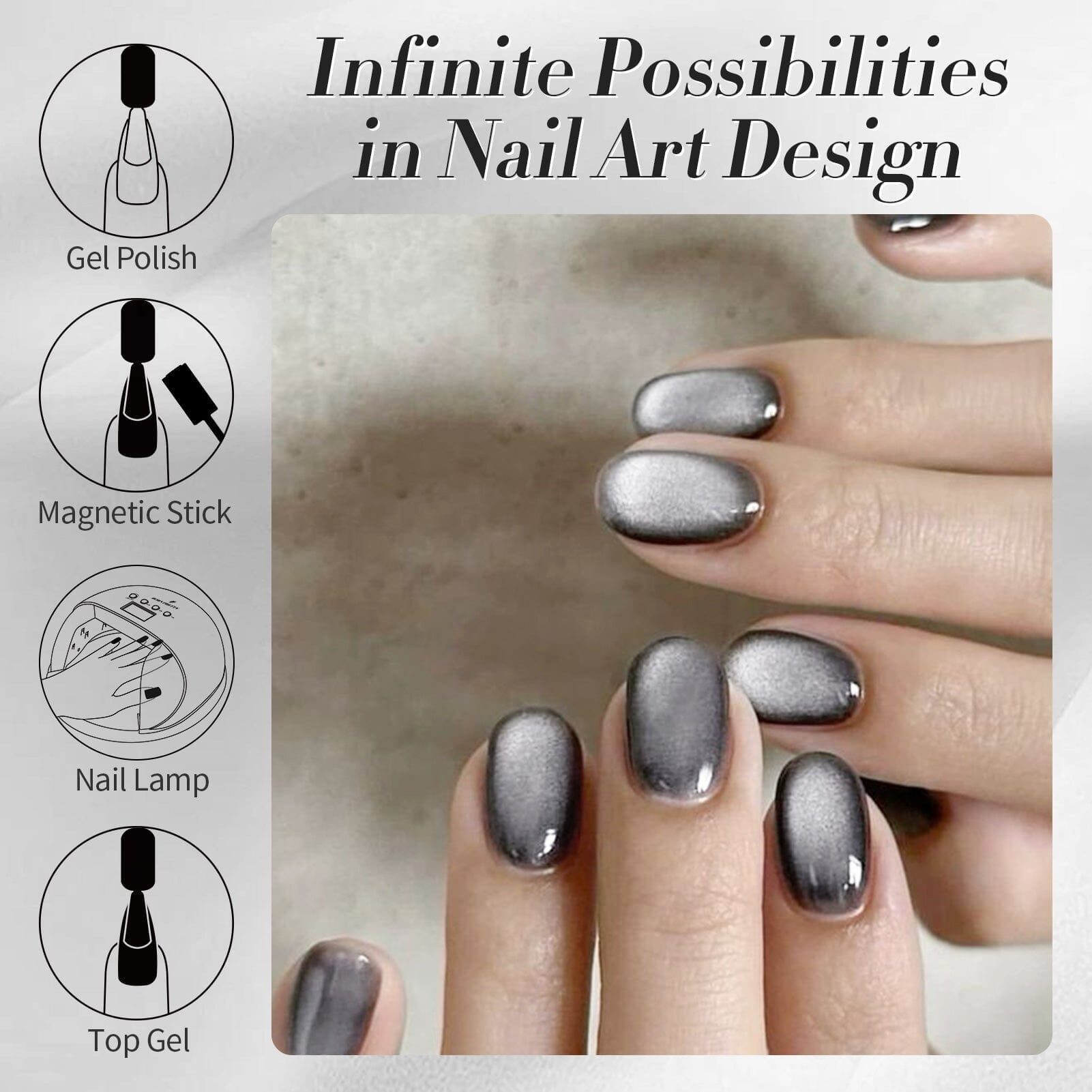Moonlight Cat Magnetic Gel - Gray 15ml Gel Nail Polish BORN PRETTY