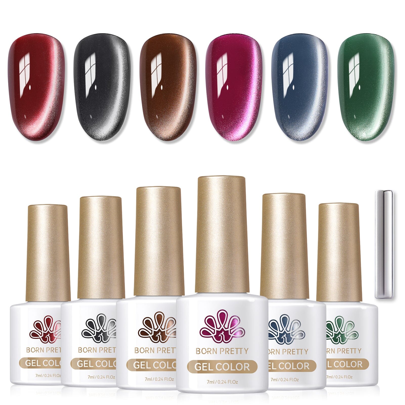 6 Colors Retro Cat Magnetic Gel 7ml with Magnetic Stick Gel Nail Polish BORN PRETTY