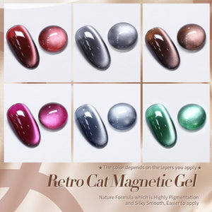 6 Colors Retro Cat Magnetic Gel The Dark Romance 7ml Gel Nail Polish BORN PRETTY