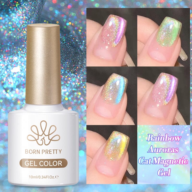 Auroras Cat Magnetic Gel Rainbow Candy 10ml Gel Nail Polish BORN PRETTY