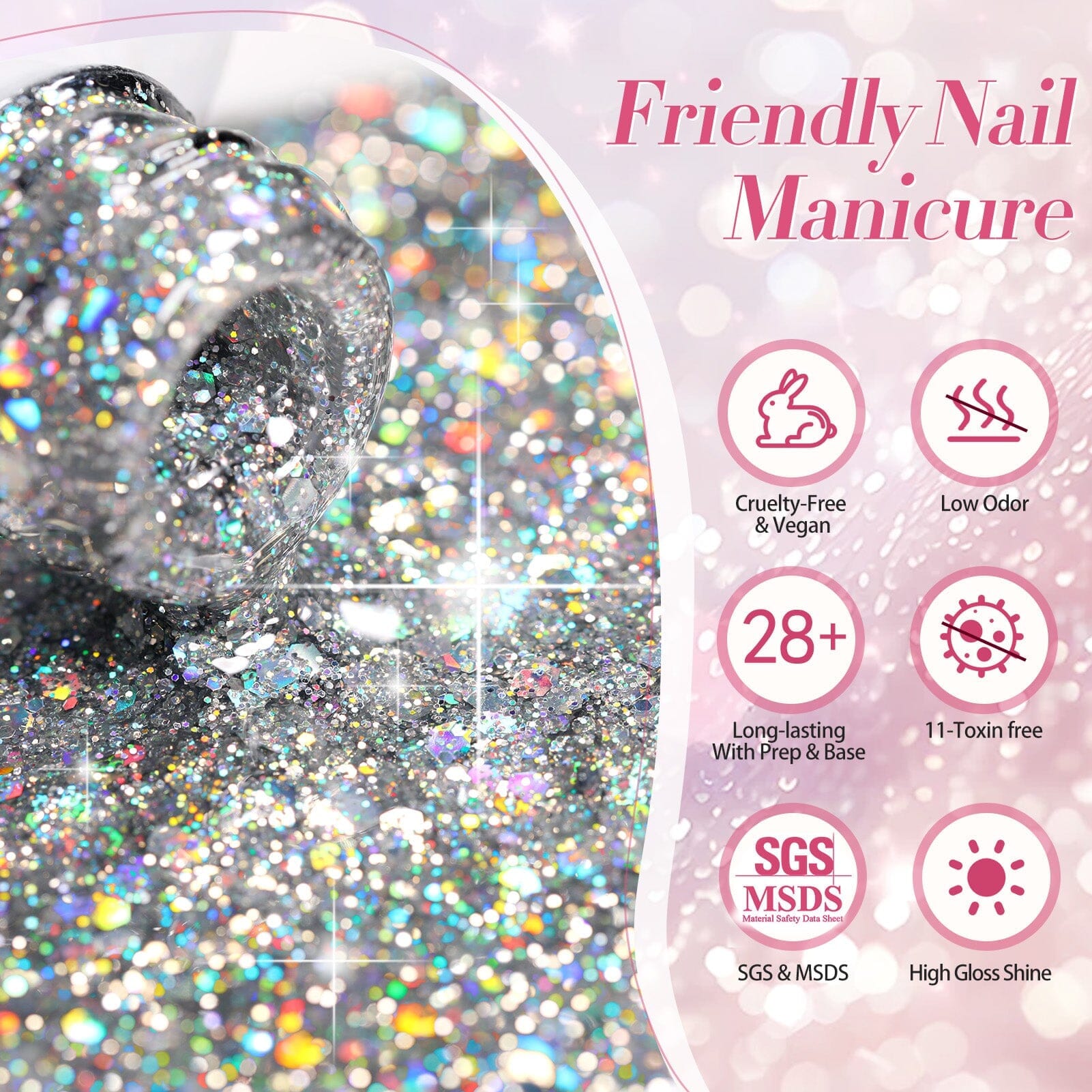 6 Colors Silver Gold Nail Glitter Sequins Gel Polish Set 7ml Gel Nail Polish BORN PRETTY