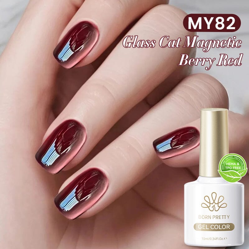 Water Light Cat Magnetic Gel Polish MY82 Berry Red 10ml HEMA/TPO FREE Gel Nail Polish BORN PRETTY
