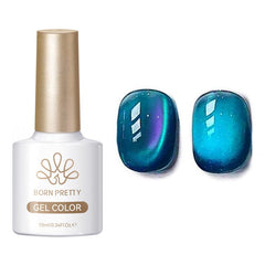 Glass Cat Magnetic Gel MY83 Sea Blue 10ml Gel Nail Polish BORN PRETTY