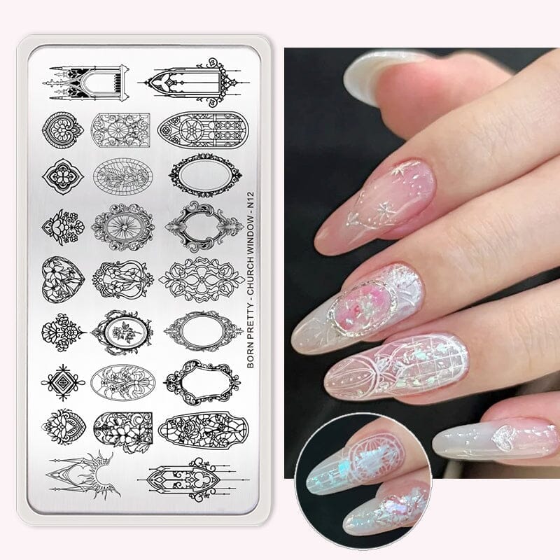 CHURCH WINDOW-N12 Nail Stamping Plate Stamping Nail BORN PRETTY