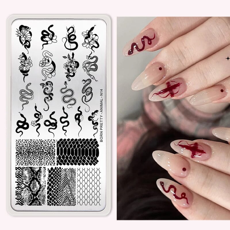 Animal Flowers Design Nail Stamping Plates N12 N13 N14 N15 Stamping Nail BORN PRETTY ANIMAL-N14