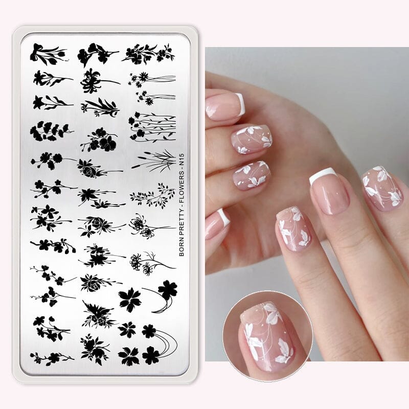 Animal Flowers Design Nail Stamping Plates N12 N13 N14 N15 Stamping Nail BORN PRETTY FLOWERS-N15