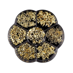 7 Grids Gold Metal Decorations #01 Bowknot Heart No Brand