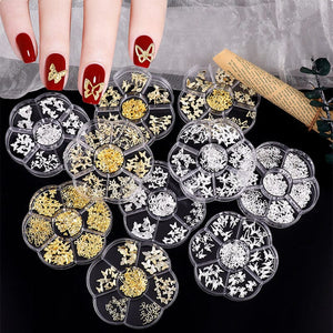 7 Grids Gold Metal Decorations #01 Bowknot Heart No Brand