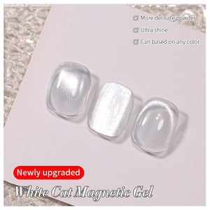 White Cat Magnetic Gel MY77 Flowing Light White 10ml HEMA/TPO FREE Gel Nail Polish BORN PRETTY