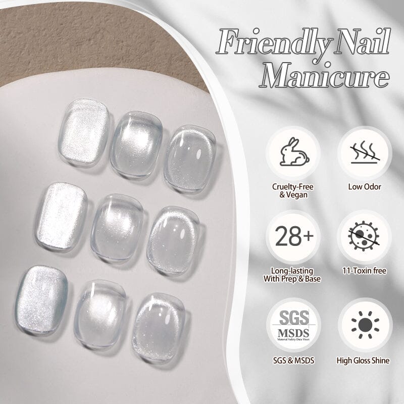 White Cat Magnetic Gel MY77 Flowing Light White 10ml HEMA/TPO FREE Gel Nail Polish BORN PRETTY