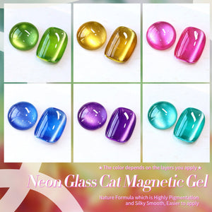 6 Colors Neon Glass Cat Magnetic Gel 7ml Gel Nail Polish BORN PRETTY