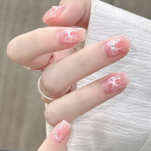 White Lace Bowknot 3D Self Adhesive Nail Stickers #02 Nail Art No Brand