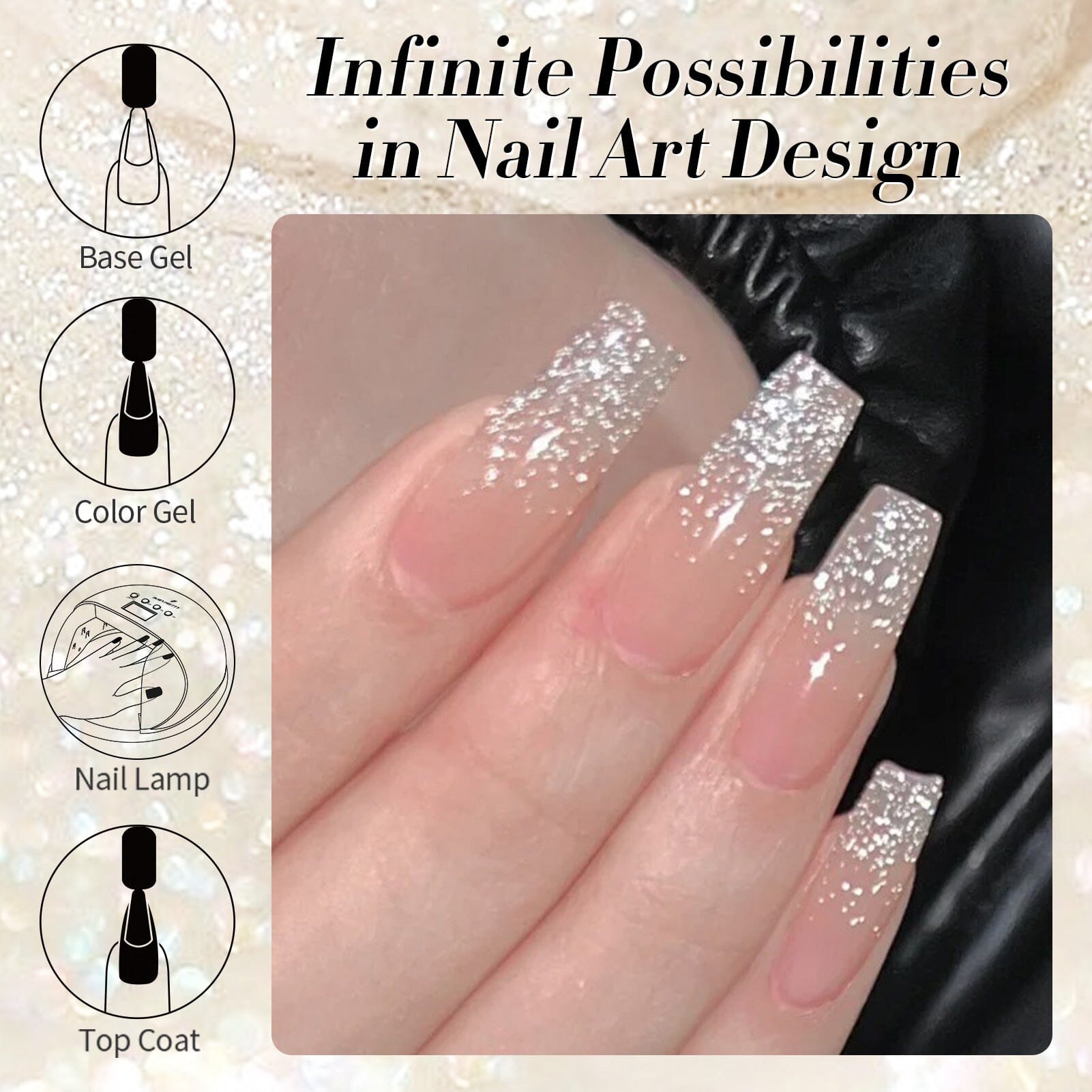 White-shimmer Glitter Gel Polish 15ml Gel Nail Polish BORN PRETTY