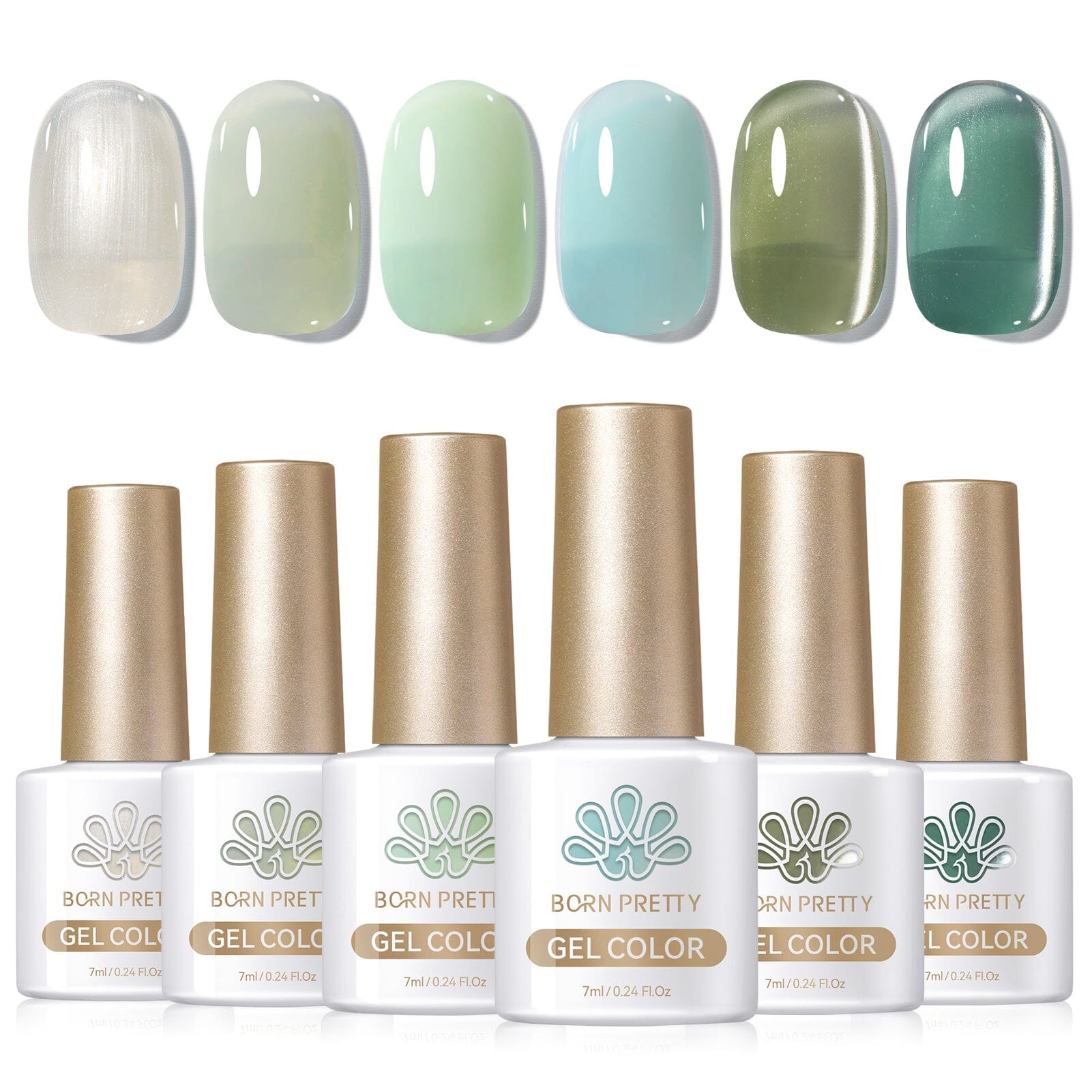 6 Colors Jelly Gel Set Jade Breeze 7ml Gel Nail Polish BORN PRETTY