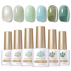 6 Colors Jelly Gel Set Jade Breeze 7ml Gel Nail Polish BORN PRETTY