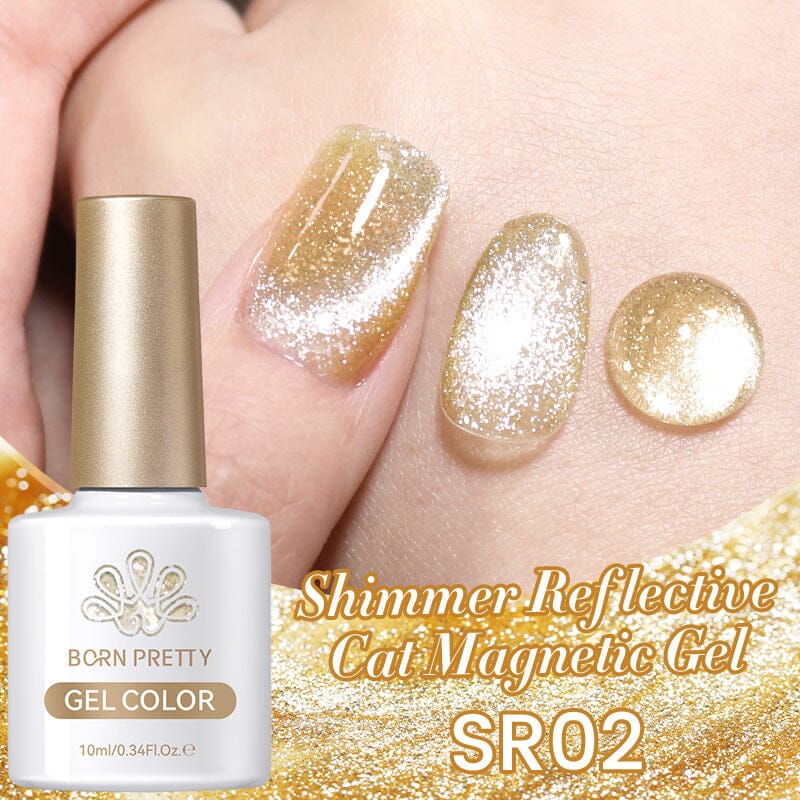 6 Colors Shimmer Reflective Cat Magnetic Gel 10ml with Magnetic Stick Gel Nail Polish BORN PRETTY