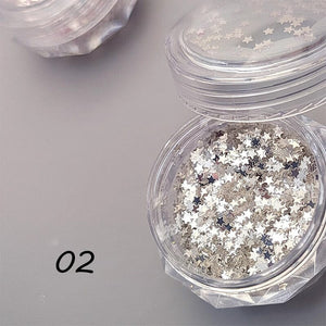 Silver Star Glitter Sequins #02 Nail Art No Brand