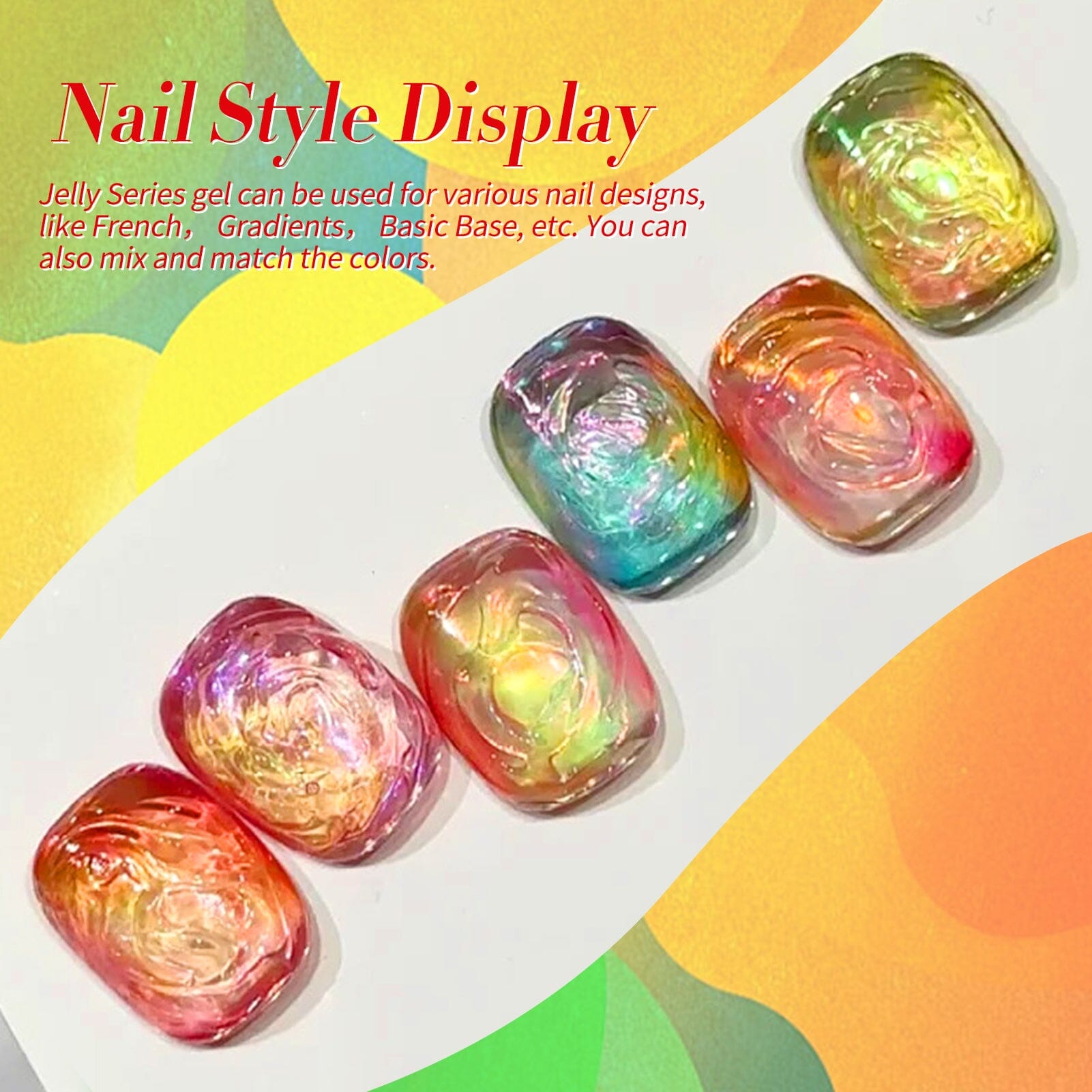 6 Colors Rainbow Gleam Ice Jelly Gel 7ml Gel Nail Polish BORN PRETTY