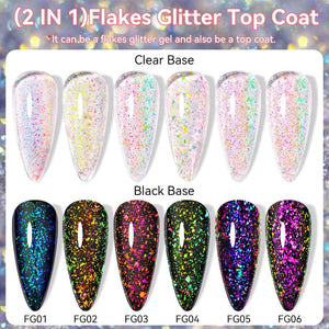 Flakes Glitter Top Coat FG02 7ml Base & Top Coat LILYCUTE