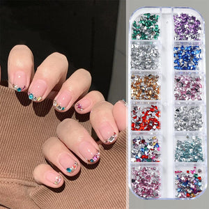 12 Grids Mini Mixed Rhinestones 3D Nail Decorations Nail Art No Brand