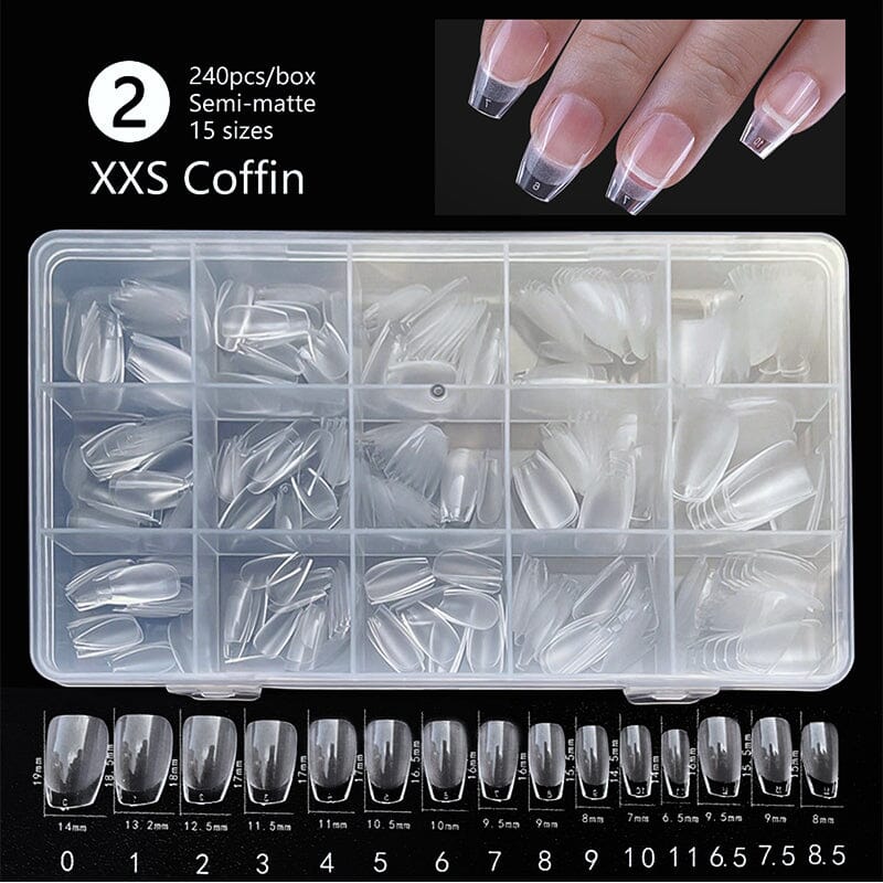 240pcs Coffin Semi-Matte False Nail Tips Nail Tips No Brand