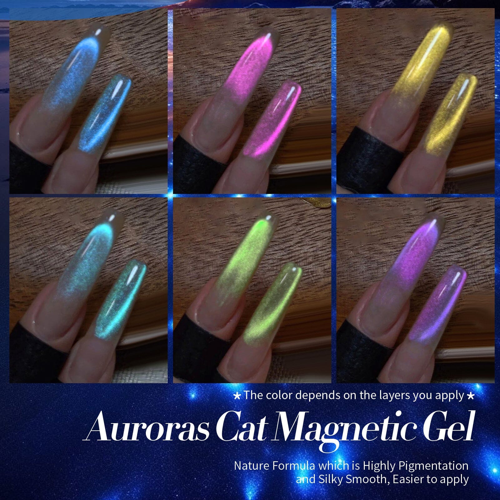 6 Colors Auroras Cat Magnetic Gel Angel Tears 7ml Gel Nail Polish BORN PRETTY