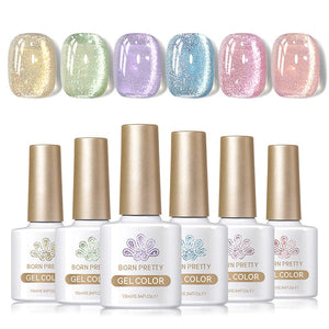 Light Flow Colored Cat Magnetic Gel Polish 10ml Gel Nail Polish BORN PRETTY 6 Colors & Magnetic Stick