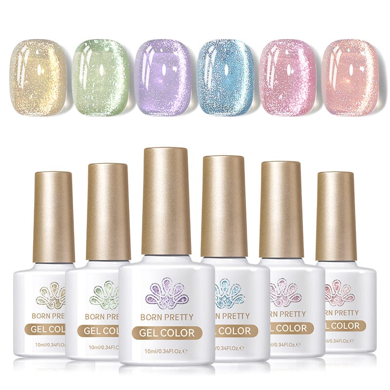 Light Flow Colored Cat Magnetic Gel Polish 10ml Gel Nail Polish BORN PRETTY 6 Colors & Magnetic Stick