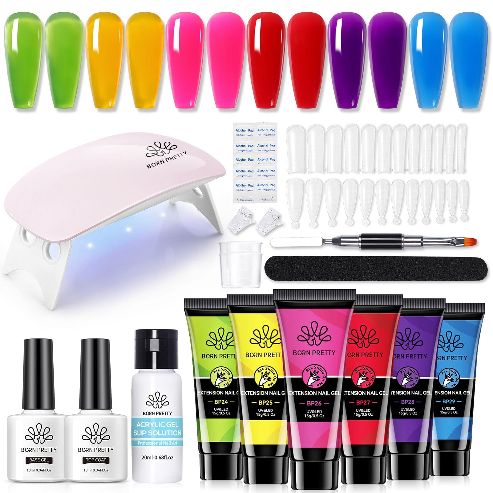 6 Colors Neon Extension Nail Gel Kit 15g Gel Nail Polish BORN PRETTY