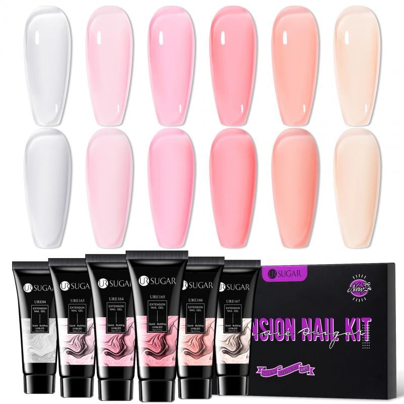 6 Colors Extension Nail Gel Set Jelly Pink 15ml Extension Nail Gel UR SUGAR