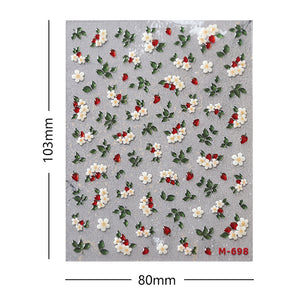 White Floral Jelly Self-Adhesive Nail Stickers M698
