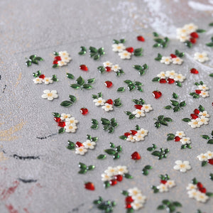 White Floral Jelly Self-Adhesive Nail Stickers M698