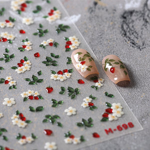White Floral Jelly Self-Adhesive Nail Stickers M698