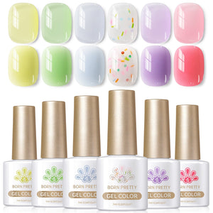 6 Colors Spring Jelly Gel Polish Set J05 Candy Glass 7ml Gel Nail Polish BORN PRETTY
