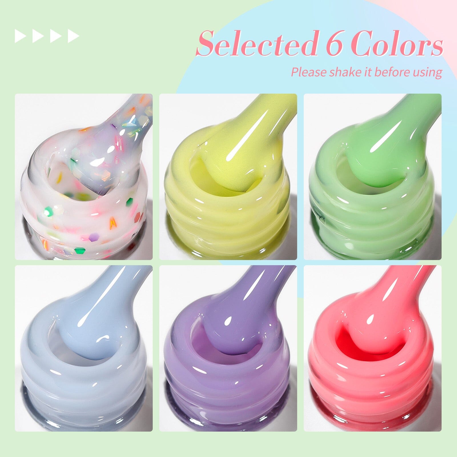 6 Colors Spring Jelly Gel Polish Set J05 Candy Glass 7ml Gel Nail Polish BORN PRETTY