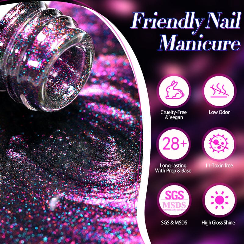 Purple 9D Cat Magnetic Gel Polish MY28 Polaris 10ml Gel Nail Polish BORN PRETTY