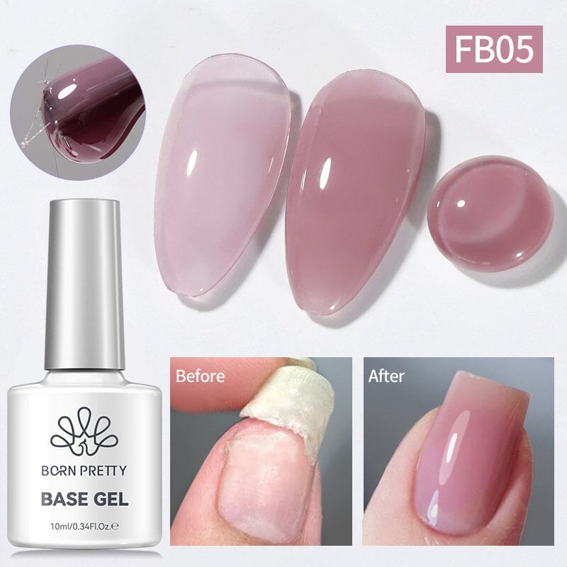 Fiber Rubber Base Gel 10ml Gel Nail Polish BORN PRETTY FB05 Purplish Pink