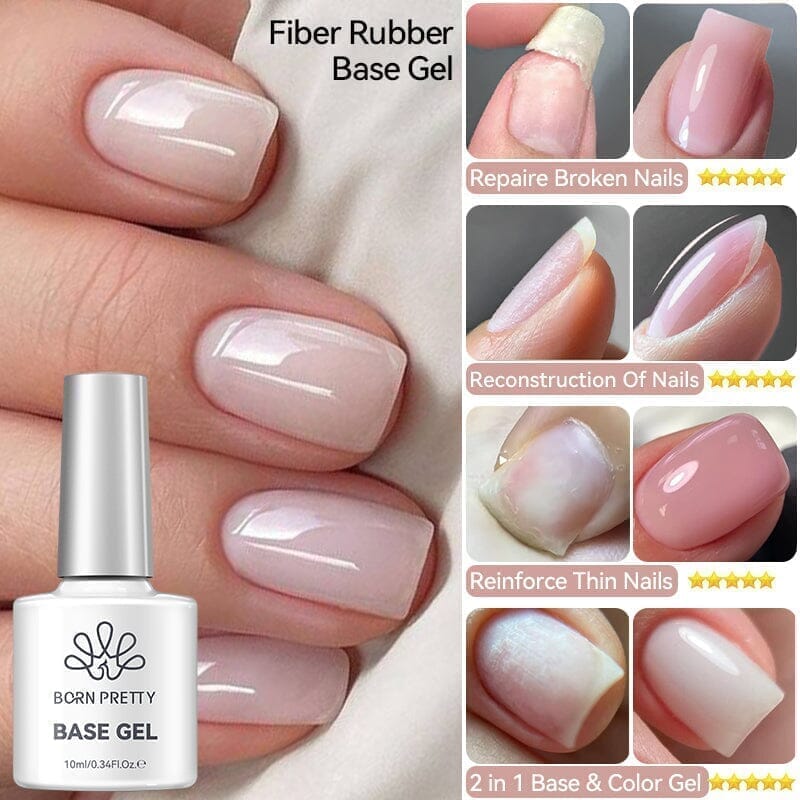 6 Colors Fiber Rubber Base Gel Polish Set 10ml Gel Nail Polish BORN PRETTY