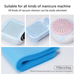 100pcs Manicure Machine Dust Filter Paper Blue Tools & Accessories No Brand