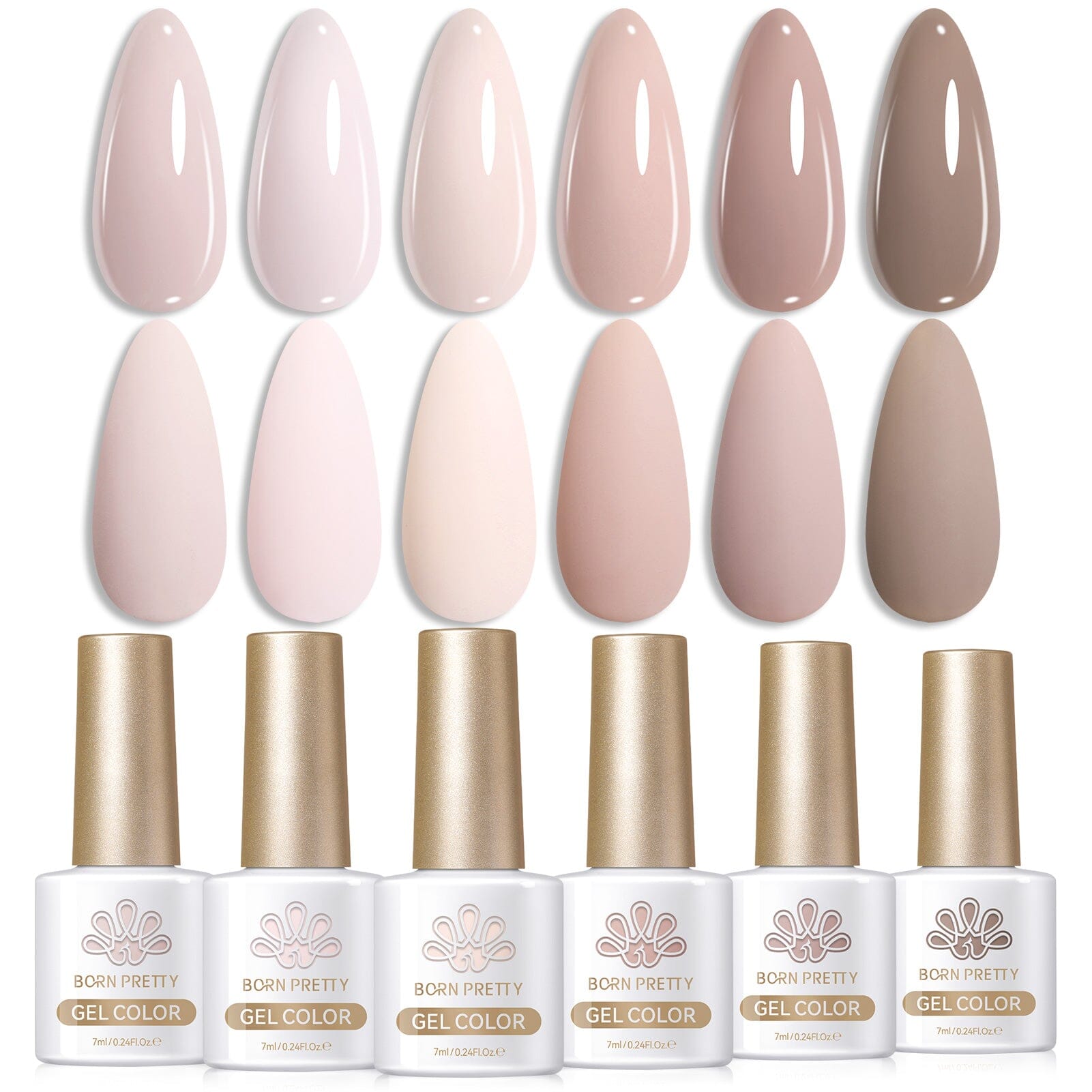 6 Colors Gel Polish Set S04 Clouded Rose 7ml Gel Nail Polish BORN PRETTY