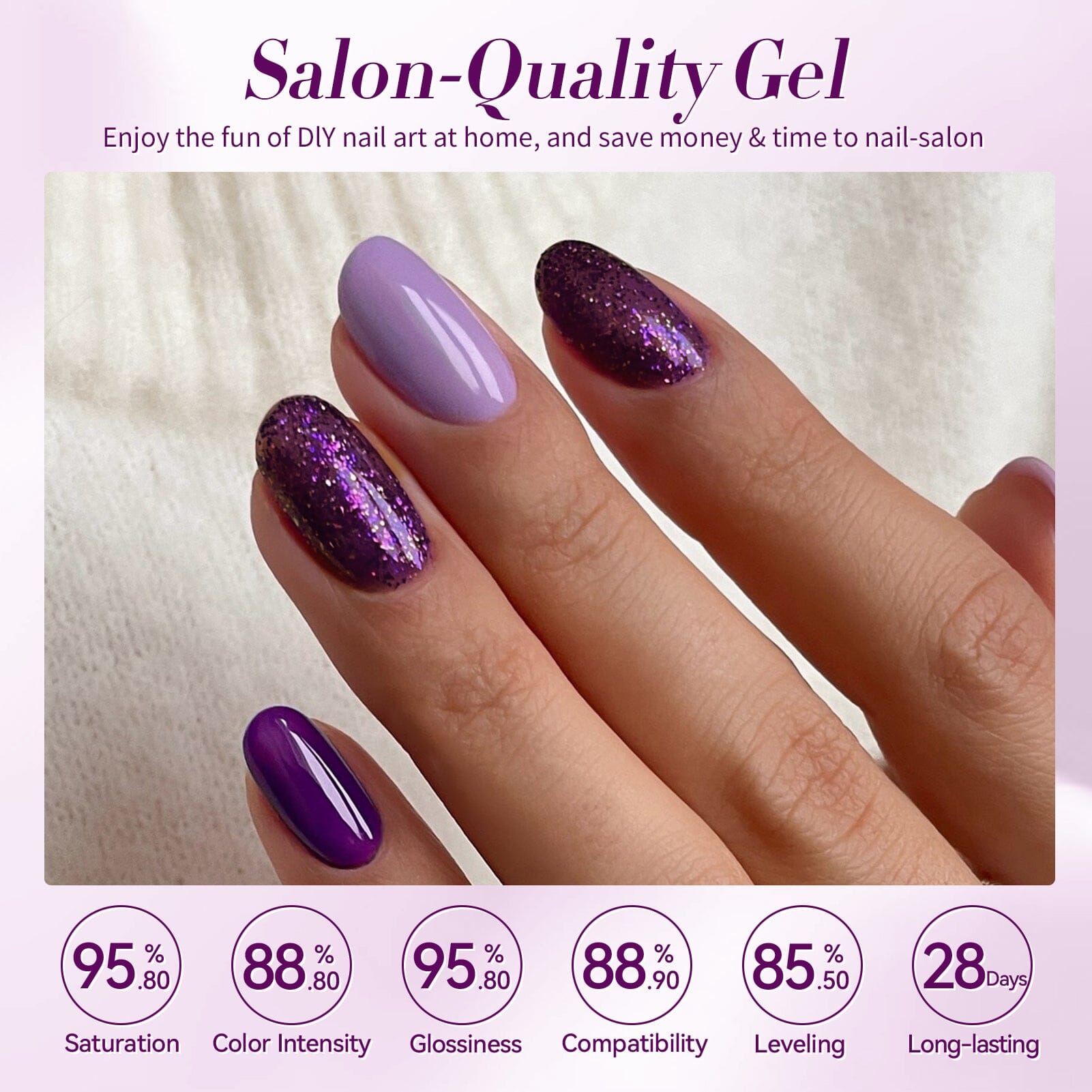 6 Colors Purple Gel Polish Set S08 Lavender Mist 7ml Gel Nail Polish BORN PRETTY