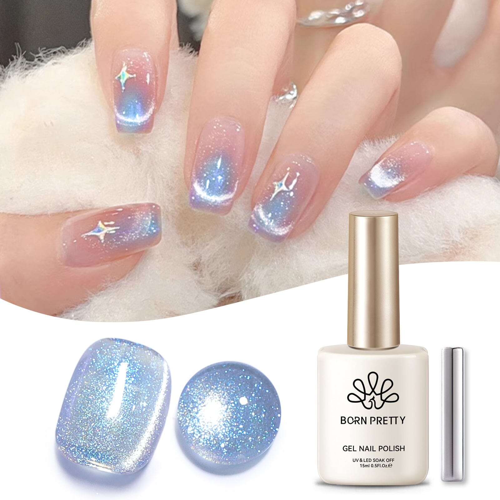 Glitter Cat Magnetic Gel Polish MY37 Glacier 15ml Gel Nail Polish BORN PRETTY