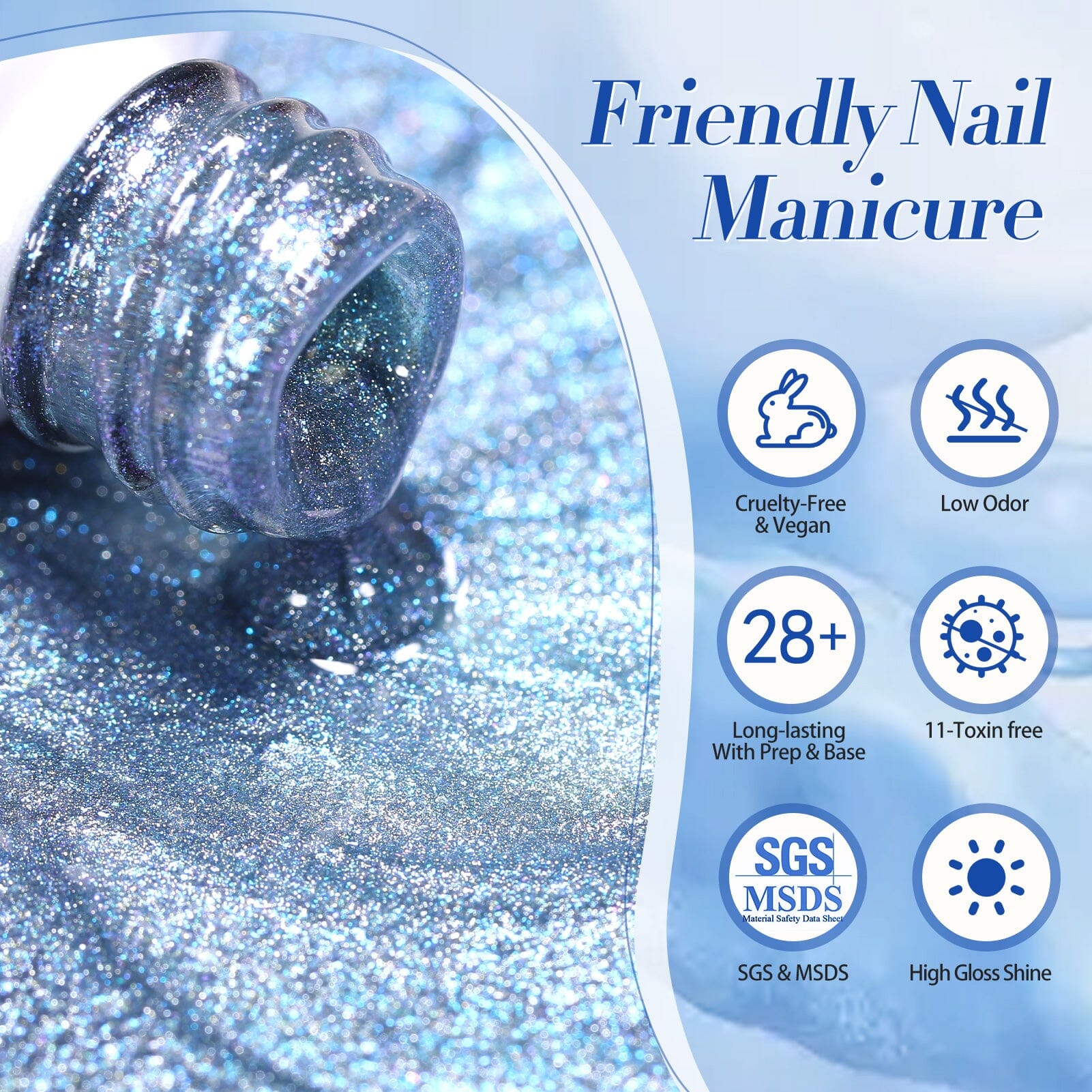 Glitter Cat Magnetic Gel Polish MY37 Glacier 15ml Gel Nail Polish BORN PRETTY