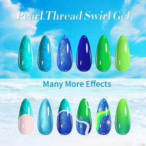 6 Colors Blue Green Threaded Gel Polish Set T03 Fairy Snail 7ml Gel Nail Polish BORN PRETTY