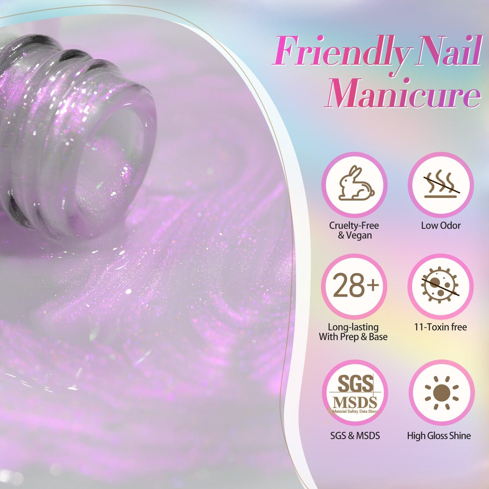 6 Colors Pink Shimmery Aurora Gel Polish Set T04 Conch Spirit 7ml Gel Nail Polish BORN PRETTY