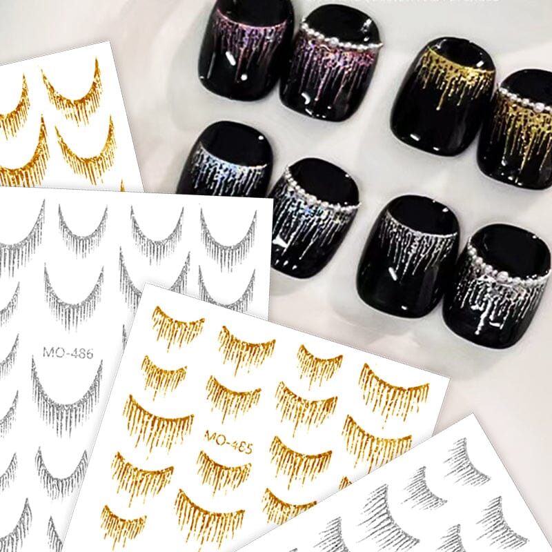 Gold Silver Tassels French 3D Nail Sticker Nail Decoration No Brand