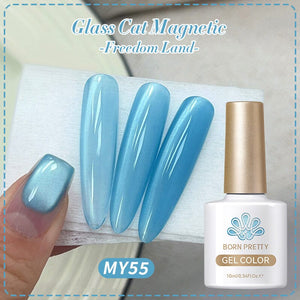 Blue Glass Cat Magnetic Gel Polish Freedom Land MY55 10ml Gel Nail Polish BORN PRETTY