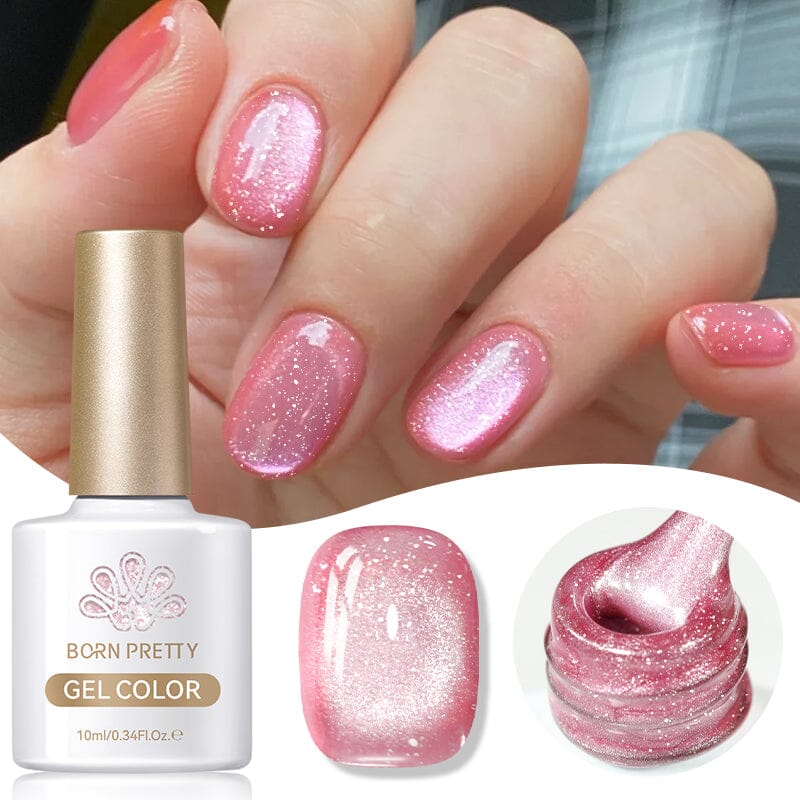 Pink Glitter Cat Magnetic Gel Polish MY60 Mambo Ice 10ml Gel Nail Polish BORN PRETTY